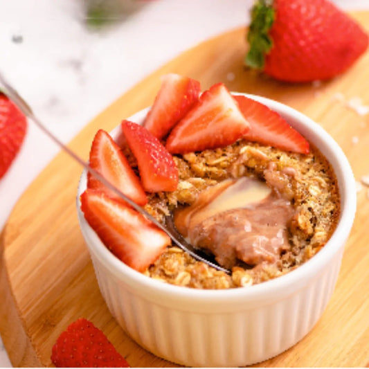 Baked Oats de Casadinho e Morangos